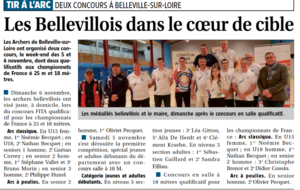 Article journal de  GIEN Concours en Salle des Archers de Belleville-sur-Loire les 5 et 6 novembre 2022