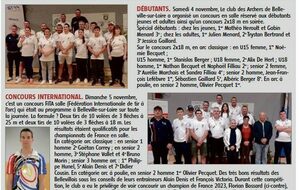 Article journal de  GIEN Concours en Salle des Archers de Belleville-sur-Loire les 5 et 6 novembre 2022